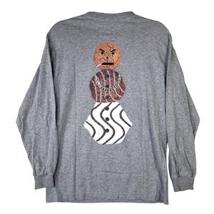 Quartersnacks Mens Long Sleeve T-Shirt Gray Cookie Man Graphic Streetwear Medium